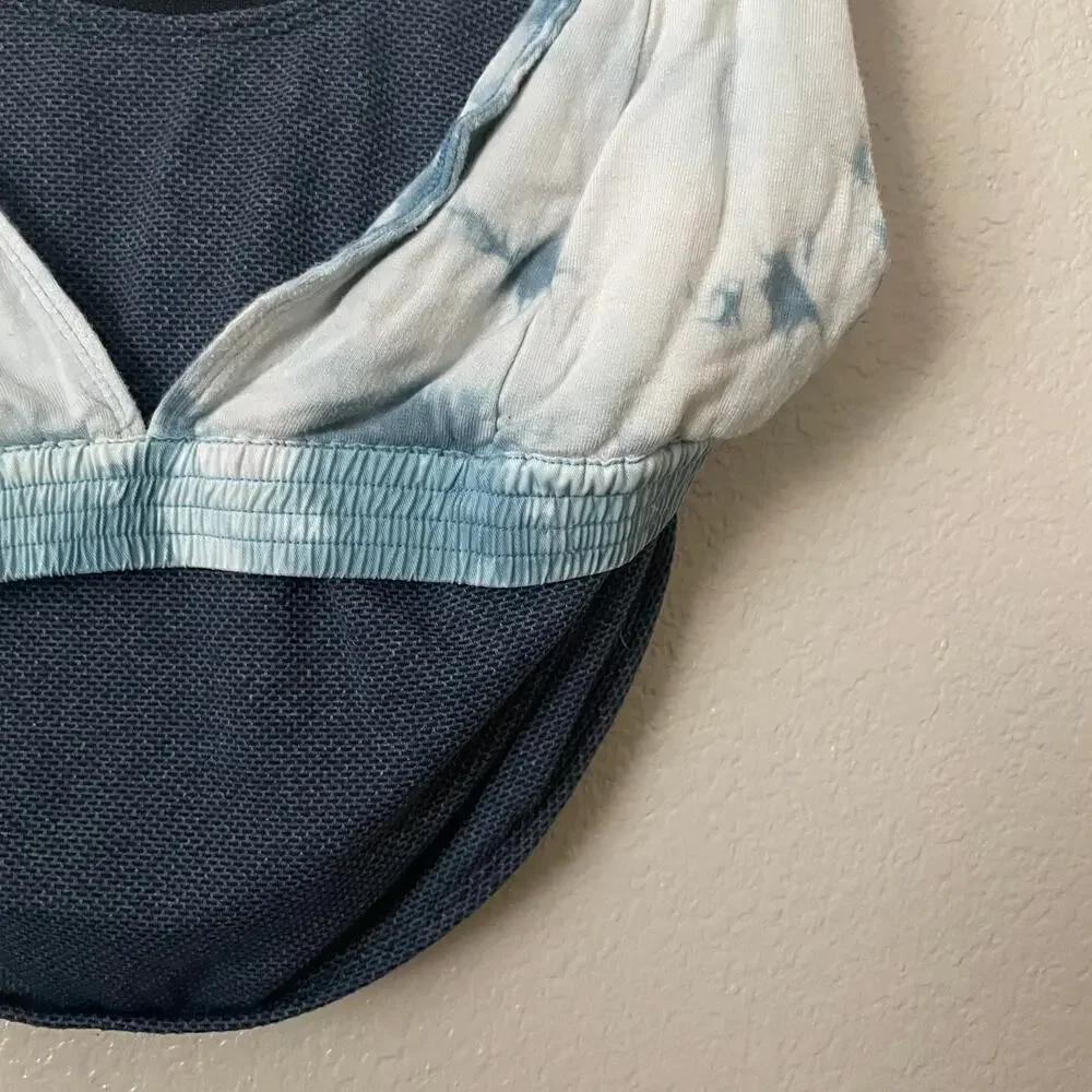 Free People Movement Sports Bra Womens‎ Small Gray Blue Oasis Tank Tie Dye Gym